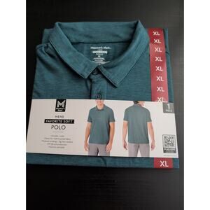 Men's Stretch Pique Polo Shirt Classic Fit Green Size XL